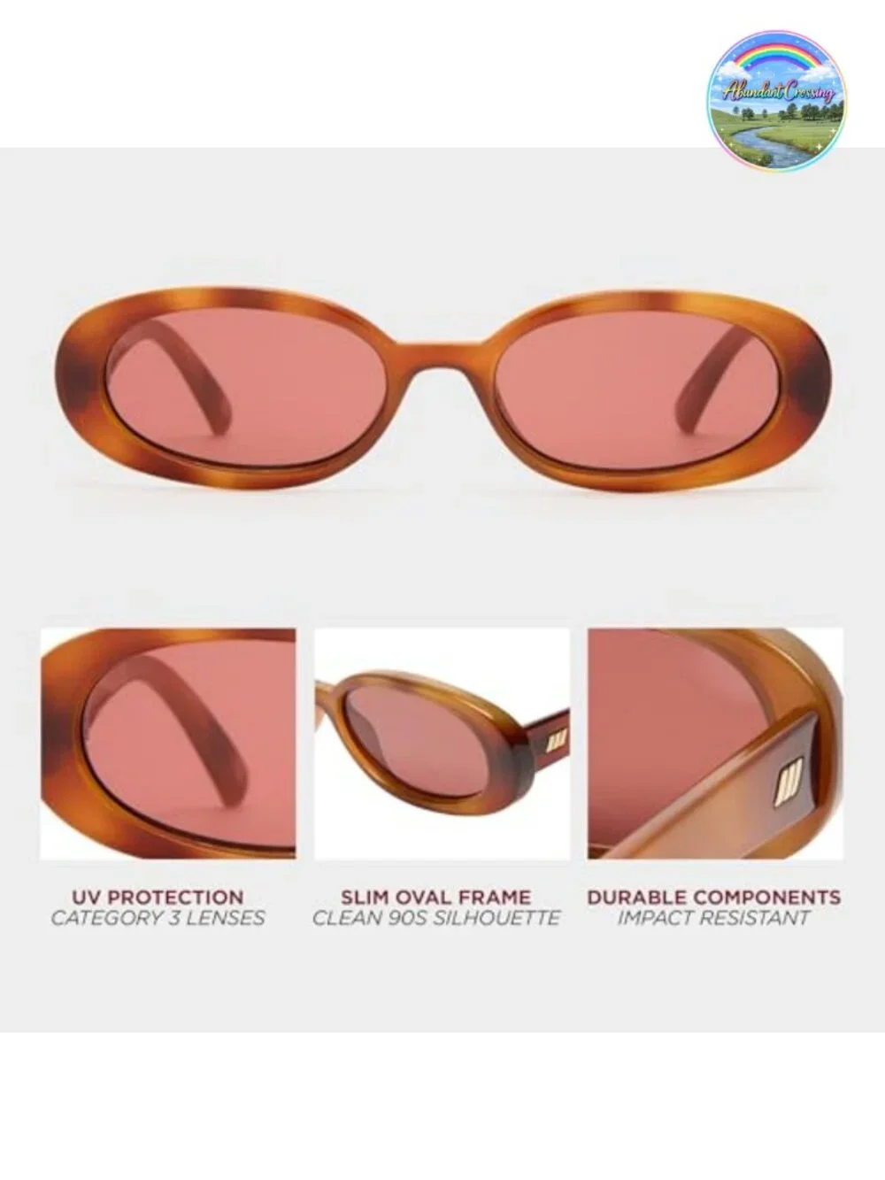 Retro 90s Oval Sunglasses for Women Men